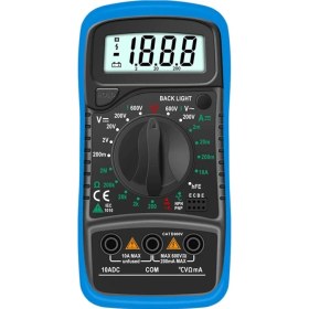 Resim LED Ekranlı Dijital Multimetre Ölçü Aleti, Işıklı Ekranlı Elektrik Akım Ölçer, Silikon Kılıflı Açılabilir Ayaklı Multimetre, Voltmetre Ampermetre Ohmmetre Elektrik Test Cihazı 
