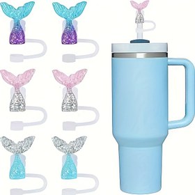 Resim Silikon Yeniden Kullanılabilir Pipet Kapak - Deniz Tasarımı, Dökülme Önleyici, Pastel Mavi/Mor/Pembe, 30/40oz Bardaklarla Uyumlu, Kadınlar için Şık İçecek Aksesuarı, Sevgililer Günü/Yeni Yıl/Cadılar Bayramı/Parti Hediyesi, Kolay Temizlenebilir, Dekoratif Bardak Kapağı, Silikon Pipetler, Parti Malzemeleri 