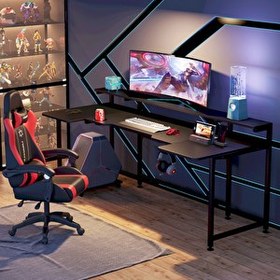 Resim Zizuva Tasarım 170x95x60 CM Siyah Gaming Çalışma Masası 