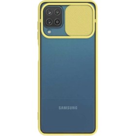 Resim Caseart Samsung Galaxy A22 4g Kapak Lensi Açılır Kapanır Kamera Korumalı Silikon Kılıf - Sarı 