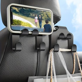 Resim 2 adet Evrensel Otomatik Koltuk Başlığı saç tokası Depolama Askısı Araba Araç Arka Koltuk Düzenleyici Tutucu Araba Cep Telefonu Tutucu Araba İç Aksesuarları 