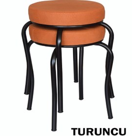 Resim Ankhira Tabure (2 ADET)(MONTELİ GÖNDERİM) Siyah Ayaklı, Taytüyü Kumaş, Metal Ahtapot 
