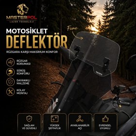 Resim Masterpol Deflektör Füme Model 2 Rüzgar Saptırıcı Siperlik Motor Camı Cam Uzatma 