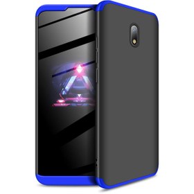 Resim Xiaomi Redmi 8a Kılıf Double Dip 360 Protective Siyah Mavi 