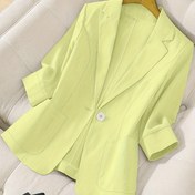 Resim Kadınların Zarif Uzun Kollu Blazer - Tek Düğme Kapatma ile Düz Renkli Polyester Takım Ceketi, İlkbahar/Yaz Ofisi veya Rahat Giyim için Normal Kalıp, Ofis Giyim Blazer | Şık Blazer | Şık Tasarım 