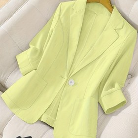 Resim Kadınların Zarif Uzun Kollu Blazer - Tek Düğme Kapatma ile Düz Renkli Polyester Takım Ceketi, İlkbahar/Yaz Ofisi veya Rahat Giyim için Normal Kalıp, Ofis Giyim Blazer | Şık Blazer | Şık Tasarım 
