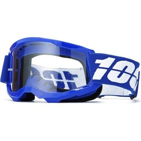 Resim Tangshopping Motosiklet Arazi Kum Önleyici Kask Gözlüğü Mavi Çerçeve-şeffaf Film 