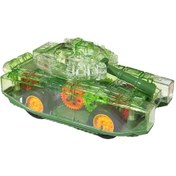 Resim Sürtmeli Şeffaf Işıklı Tank Askeri Araç 15 Cm Yeşil Renkli 