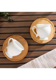 Resim Porsima 101964 Bambu Tabaklı Porselen 6 Kişilik Fincanı Takımı-90 