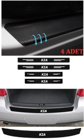 Resim Kia Picanto İçin Uyumlu Aksesuar Oto Bağaj Ve Kapı Eşiği Sticker Set Karbon 
