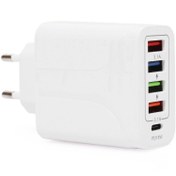 Resim Winex Mobile Winex 48w Pd20w 4usba 5 Çıkışlı Ev Tipi Şarj Aleti Başlığı Beyaz 