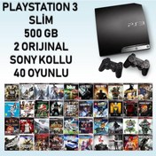 Resim Sony Playstation 3 Slim 500 + 2 Kol + 40 Oyun 