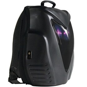 Resim Zampago Sert Kasa USB Şarj Girişli LED Baykuş Gözlü Motosiklet Sırt Çantası 