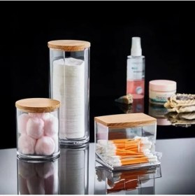 Resim Storemax Ahşap Görünümlü Kapak 3'lü Organizer Set, Modern Pamukluk Düzenleyici Şık 3'lü Pamukluk Set - Şık ve Fonksiyonel Ahşap Görünümlü Kapaklı - Mutfak ve Banyonuzu Düzenleyin! 