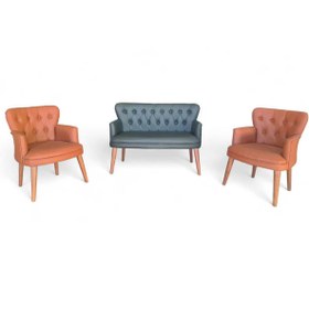 Resim ARYANS HOME Yeşil Deri Ahşap Ayaklı Ofis Koltuk Takımı Büro Koltuk Ve Kanepeleri Deri Ofis Büro Mobilyası 