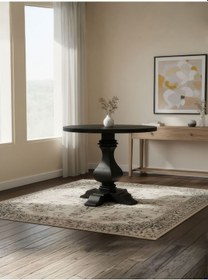 Resim Orleans Fransız Still Yuvarlak Ahşap Yemek Masası 120x120 Siyah 