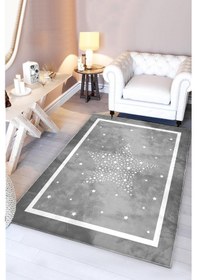 Resim Yıldızlı Gri Bambu Çocuk Halısı Gri 