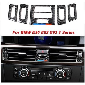 Resim Lasonstiges Bmw E90 E92 E93 3 Serisi Karbon Fiber Klima Çıkışı Pano Paneli Etiket Kapağı Accesorios Para El Coche 