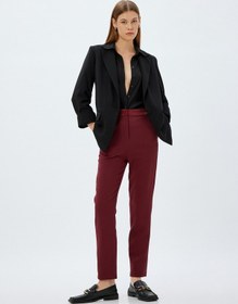 Resim Koton Kumaş Pantolon Havuç Kesim Cepli Standart Bel Bordo 5wak40006uw Bordo 