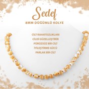 Resim Deniz Doğal Taş Sertifikalı Sedef 8 Mm Düğümlü Doğal Taş Kolye 
