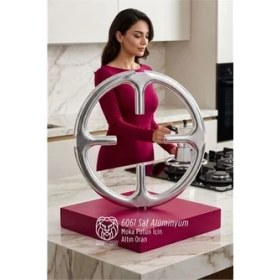 Resim Modacar Emily Rosewood Serisi Saf Alüminyum Moka Pot ve Cezve Ocak Küçültücü - Kamp Yardımcısı 