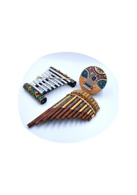 Resim Müzik Aleti Seti Üçlü Ksilofon Kalimba Pan Flüt Çocuk Bebek 
