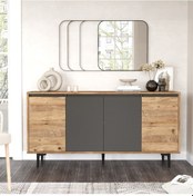 Resim Robinhome Robin Home Linda Konsol 4 Kapaklı 160Cm Çam-Antrasit Gri 