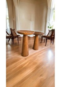 Resim Açık Ceviz Renk Yan Sehpa Ahşap Mantar Sehpa Seti 2 Li Set Kahverengi 