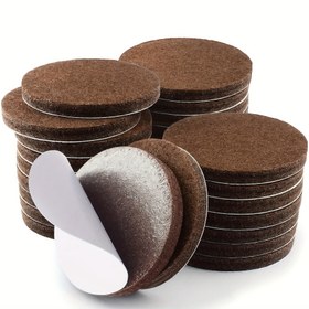 Resim 24 Adet Ağır Hizmet Tipi Kendinden Yapışkanlı Mobilya Pedleri, 5.08cm Yuvarlak Kahverengi Keçe Sandalye Bacak Koruyucuları Sert Ahşap Zeminler İçin - Çizilmez & Kolay Kurulum 