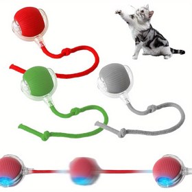 Resim 3 Parça Kırmızı, Gri, Yeşil Tam Otomatik 360° Yuvarlanan Evcil Hayvan Topu Seti - USB Şarjlı LED Işıklı Diş Kaşıma ve Rahatlama Özelliği, Dayanıklı Plastik Malzeme - Kediler ve Köpekler İçin Uygun - İnteraktif Oyuncak - Paskalya ve Vatanseverler Günü Hediyesi 