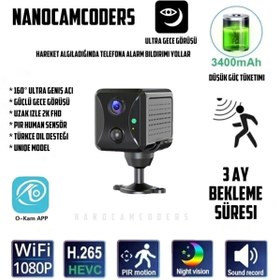 Resim Nanocamcoders 2k 1080p Hd Mini Wifi Gece Görüşü Hareket Wifi Gizli Pır Kamera Uzak Izle Kablosuz Kaydedici Wtu89 