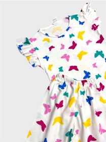 Resim Aliş Kids Kız Çocuk Pamuklu Beyaz Desenli Kolları Fırfırlı Şortlu Yazlık Pijama Takımı 