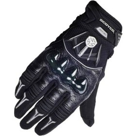 Resim Motosiklet Eldiveni Carbon Korumalı Deri Ve Cordura Kumaş Sertifikalı Motor Eldiven Siyah 