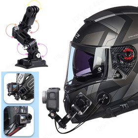Resim DJI Action Kamera için Motosiklet Kaskı Çene Mount Braketi, Ayarlanabilir Non-Charged PC Spor Kamera Aksesuarları, Action Cam 9, 7, 5, 6 ile Uyumlu - Pille veya Kablosuz Bağlantı Yok 