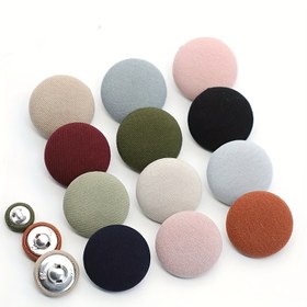Resim 10 adet Yuvarlak Kumaş Kaplı Metal Düğmeler, Beyaz, Alüminyum, Akşam Elbisesi, Gömlek, DIY Dekorasyon için 
