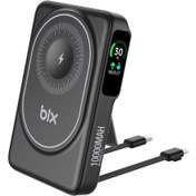 Resim Bix Tpb16 10.000 Mah Oled Ekranlı Manyetik Kablosuz Powerbank 20w Pd Hızlı Şarj Ve 15w Magsafe Siyah 