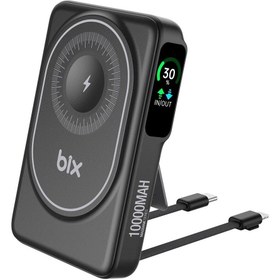 Resim Bix Tpb16 10.000 Mah Oled Ekranlı Manyetik Kablosuz Powerbank 20w Pd Hızlı Şarj Ve 15w Magsafe Siyah 