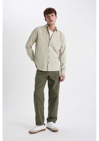 Resim Defacto Regular Fit Tensel Uzun Kollu Basic Düz Gömlek B6154ax23aubg738 Bej 