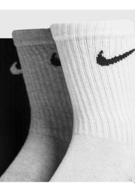 Resim Nike Dri Fit 3 Pack Cotton Crew Socks 3 Lü Pamuklu Spor Çorap Beyaz Gri Siyah Çok Renkli 