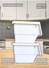 Resim 2 Li Bambu-beyaz Tekerlekli Patateslik Soğanlık Oyuncak Kutusu Patates Soğan Sepeti 24 Lt Bambu-beyaz 