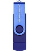 Resim Microdrive 64gb Usb 2.0 Telefon Ve Bilgisayar Çift Kullanımlı Döner Otg Metal U Disk Mavi 