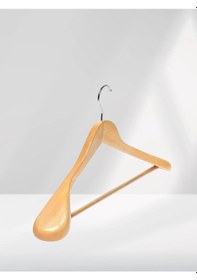 Resim Naturel Ahşap Pabuçlu Ceket Takım Elbise Askısı 10 Adet Ahşap 