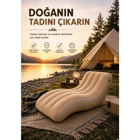 Resim Robo Dahili Pompalı Kendi Kendine Şişen Şişme Şezlong 
