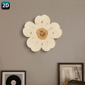 Resim 2D Düz 1 adet Sessiz Duvar Saati - Çiçek ve Geometrik Tasarım - Ahşap, Bej ve Kahverengi, Oturma Odası, Yatak Odası, Mutfak Dekoru için Mükemmel - Festival, Festif Ev Dekoru için İdeal Hediye | Çiçek Duvar Saati | Ahşap Duvar Saati 