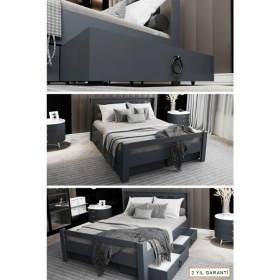 Resim Ninnimo Ni̇nni̇mo Arya Çi̇ft Ki̇şi̇li̇k 160X200 Yatak Uyumlu Antrasit Çekmeceli̇ Karyola - Açy-4 