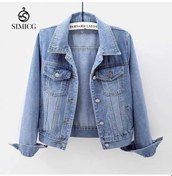 Resim Kadınlar İçin Basit Uzun Kollu Kot Ceket Açık Mavi 