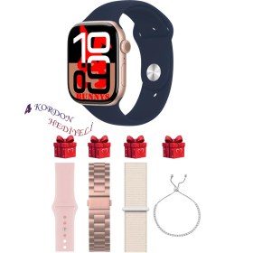 Resim General Mobile Gm 20 Uyumlu Lacivert Akıllı Saat Watch 10 Mini Kordon Hediyeli Amoled Ekran 41MM 
