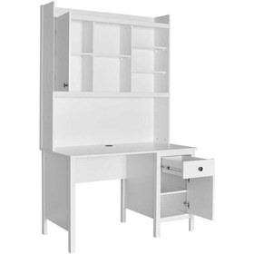 Resim Rustik Raflı Çekmeceli Çalışma Masası-mat Beyaz 120x193x60 Cm Gxyxd 