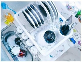 Resim IKEA Bulaşık Sepeti 36x46 cm Beyaz Renk MeridyenDukkan Delikli Beyaz Bulaşıklık 