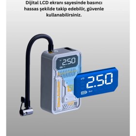 Resim FRY 6000MAH Bataryalı LED Ekranlı Akıllı Hava Kompresörü 